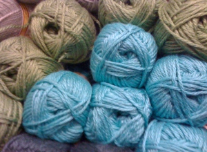 Light green & light blue yarn
